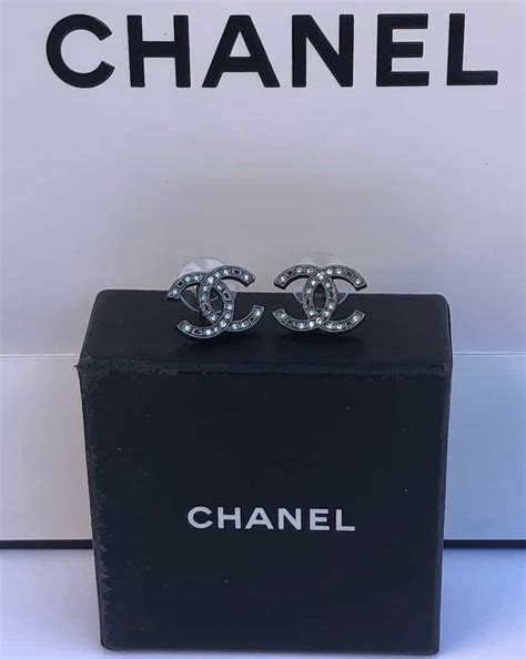 chanel black stud earrings|black faceted stud earrings.